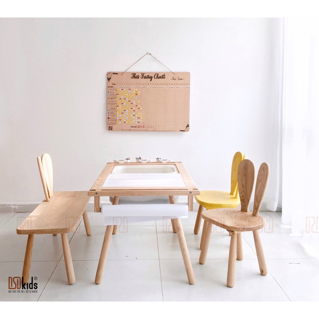 Bàn học cho bé 🛑FREESHIP🛑 Bàn học gỗ 3in1 đa năng cho bé học , chơi , sáng tạo [ Nguyên liệu 100% từ gỗ tự nhiên ] | BigBuy360 - bigbuy360.vn