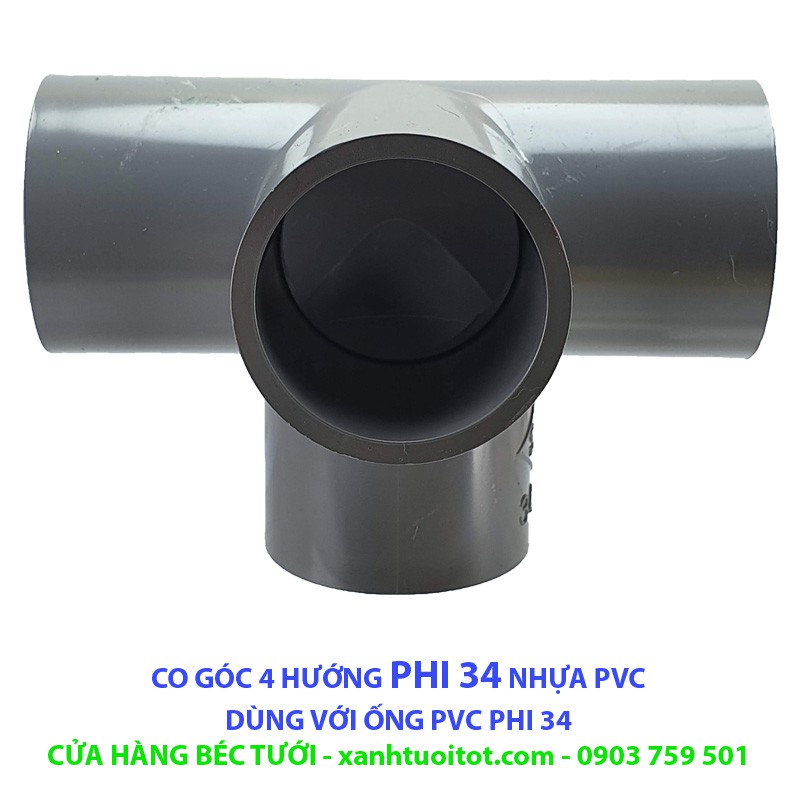 Bộ 10 CO GÓC 4 HƯỚNG PHI 34 NHỰA PVC - DÀY 3 MM