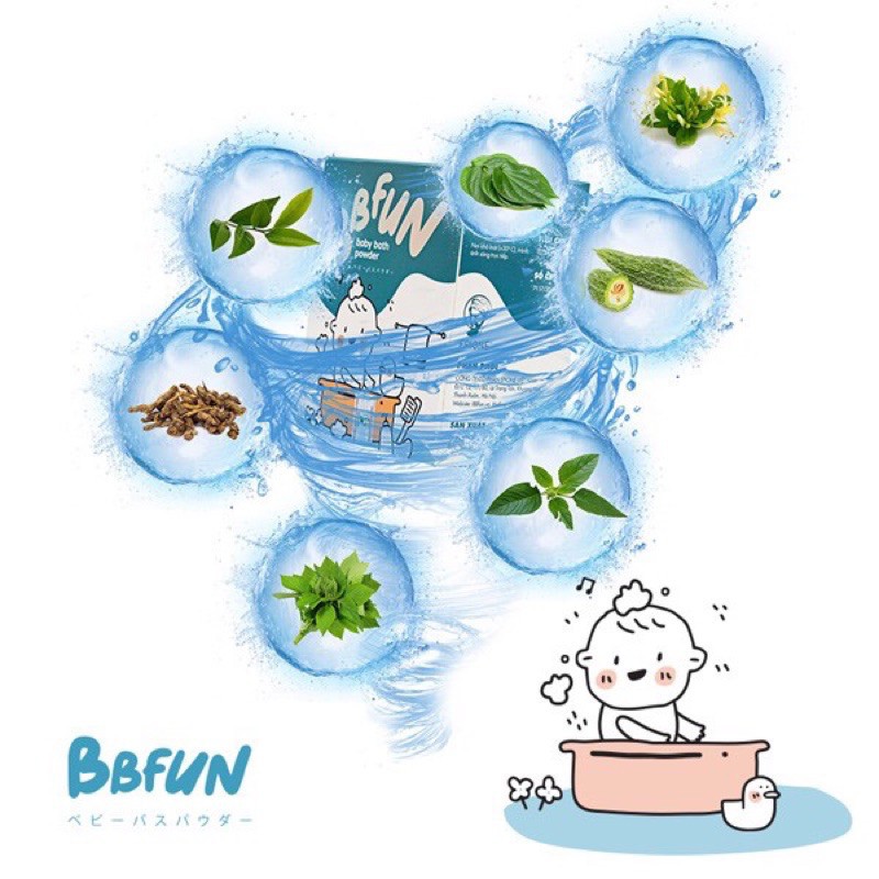 Bột tắm thảo dược thiên nhiên BBFUN (1 gói lẻ) - Phòng chống chân tay miệng