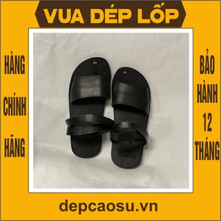 Dép cao su 3 quai ngang màu đen