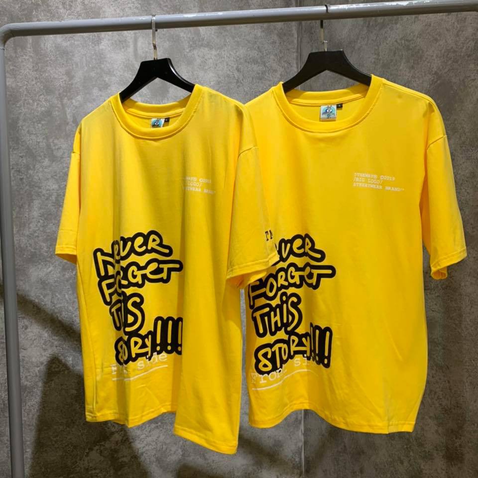 Áo thun 5theway unisex tay lỡ form rộng vải cotton cao cấp cổ tròn màu đen vàng | BeWay | BigBuy360 - bigbuy360.vn