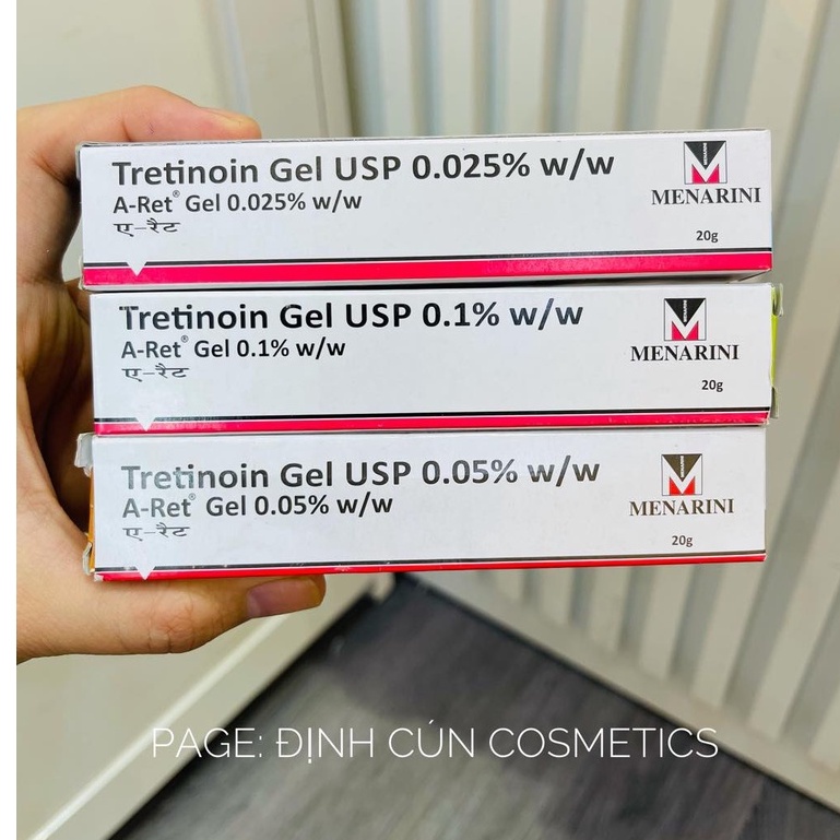 Tretinoin Aret Usp 20g 0,025% 0,05% 0,1% A-Ret gel hỗ trợ mụn chống lão hoá
