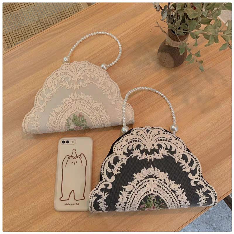 Túi xách tay đeo chéo phối ren vintage Quảng Châu