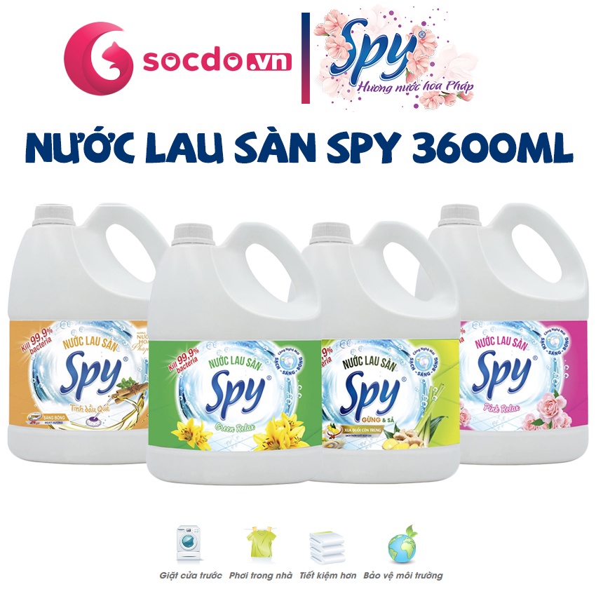 Nước lau sàn SPY 5 loại mùi hương dung tích 3600ml - Nước lau nhà hương thơm tươi mát, dễ chịu, sảng khoái