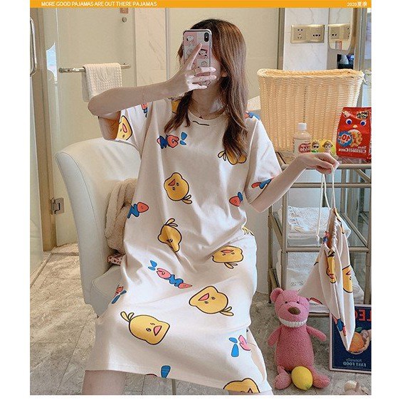 Váy Ngủ Cộc Tay Dáng Suông Nhiều Mẫu Siêu cute HT02