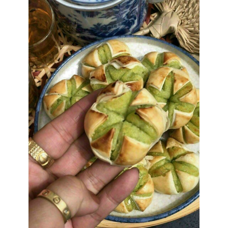Bánh đậu xanh lá dứa đồng tiền 300g