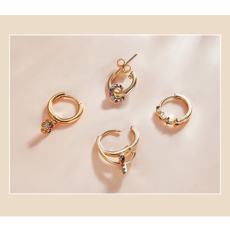 1 Khuyên tai Bamoer SCE1148 bằng bạc 925 màu vàng không gây dị ứng thời trang quà tặng cho nữ và bạn gái