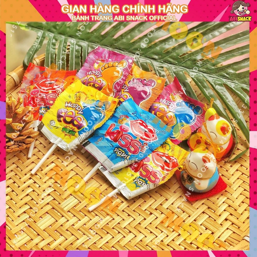 Kẹo que mút cứng bàn chân/môi Beardy Happy Feet x Kiss Pop- ăn vặt ngon tuổi thơ