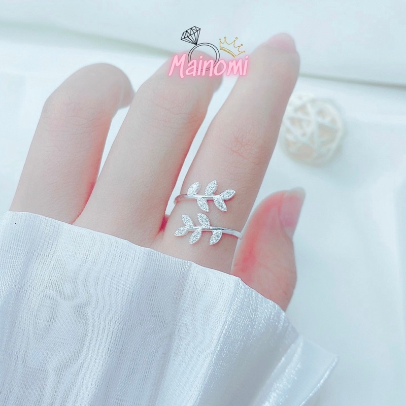 Nhẫn nữ 2 cành lá nguyệt quế vắt chéo MAINOMI mã kèm quà tặng freesize nhẹ nhàng tinh tế