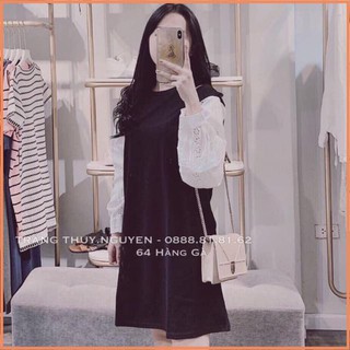 Váy suông phối tay ren lỗ đẹp độc lạ