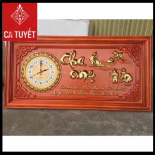 Tranh đồng hồ CHA MẸ gỗ hương