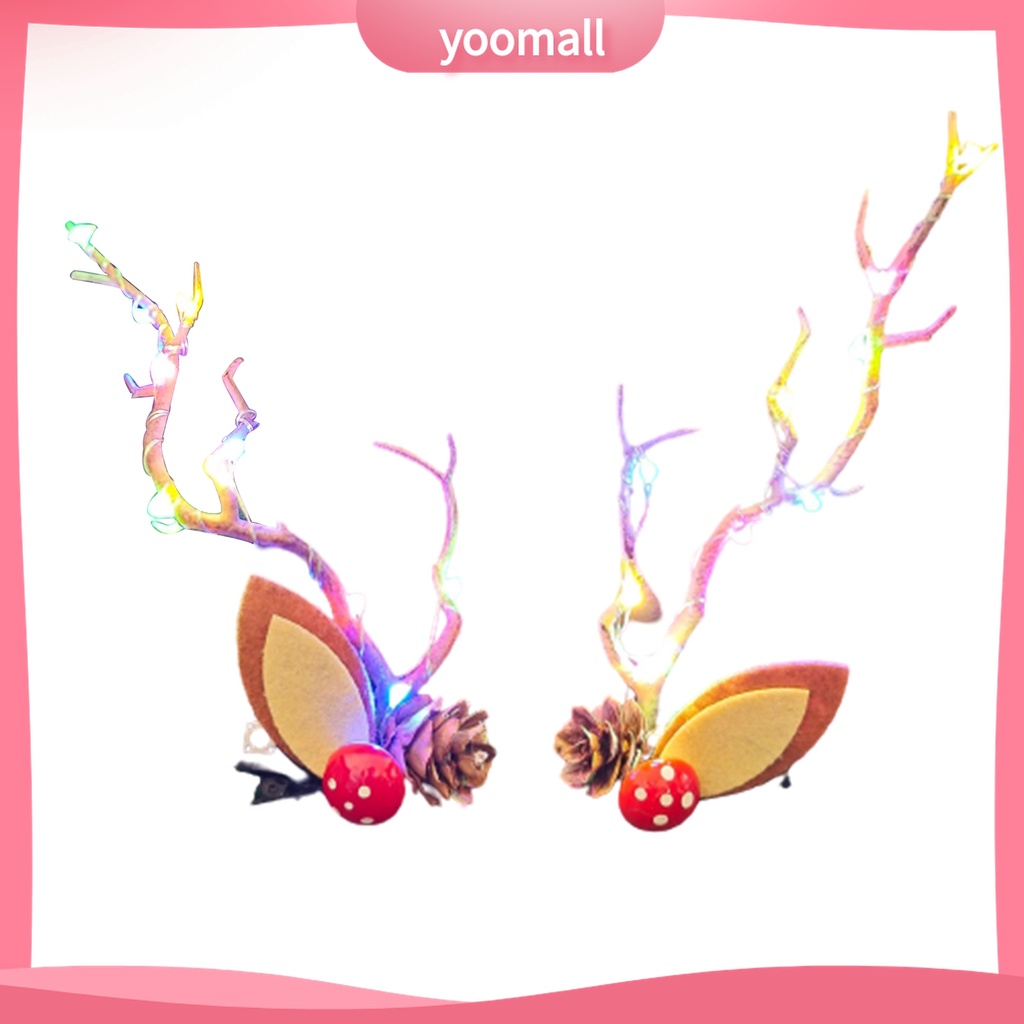 Yomall♡ 1 Cặp Kẹp Tóc Hình Nhánh Cây Thông Giáng Sinh Phát Sáng