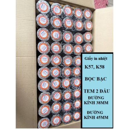 Giấy in nhiệt K57x45, K58x45 Phi 30,38,45 dùng cho máy Pos, máy in bán hàng, máy nồng độ cồn