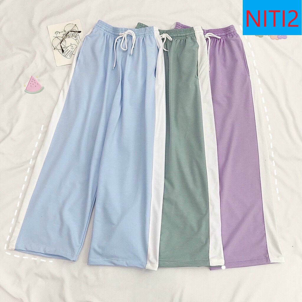 QUẦN JOGGER ỐNG RỘNG NAM NỮ UNISEX DA CÁ CHẠY SỌC TRẮNG HÔNG ĐỦ MÀU ĐEN, XANH, HỒNG CAO CẤP NITI2 ĐỦ SIZE M, L, XL MÁT