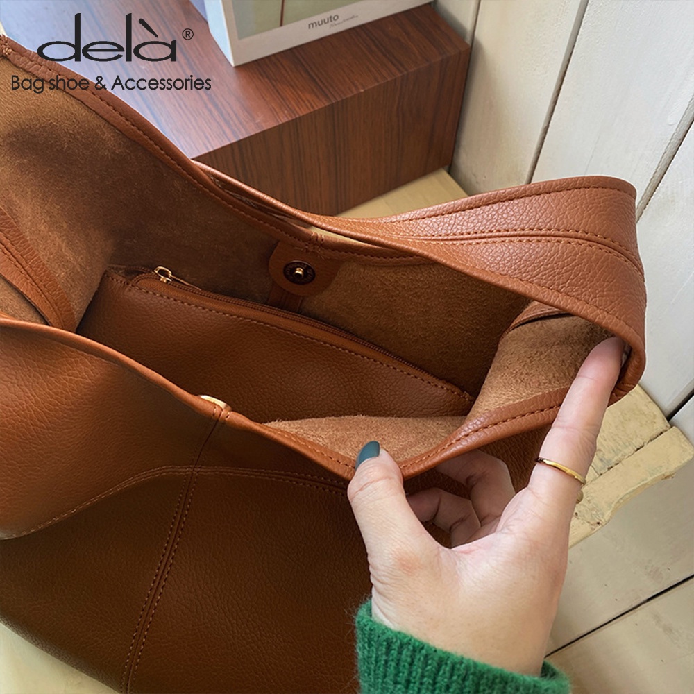 Dela Túi Đeo Vai Cỡ Lớn Mềm Mại Phong Cách Hong Kong Thời Trang Cho Nữ