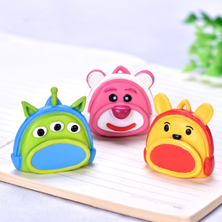 Mô hình balo đi học của em bé với hình nhân vật cartoon ngộ nghĩnh dùng trang trí tiểu cảnh, móc chìa khóa, DIY