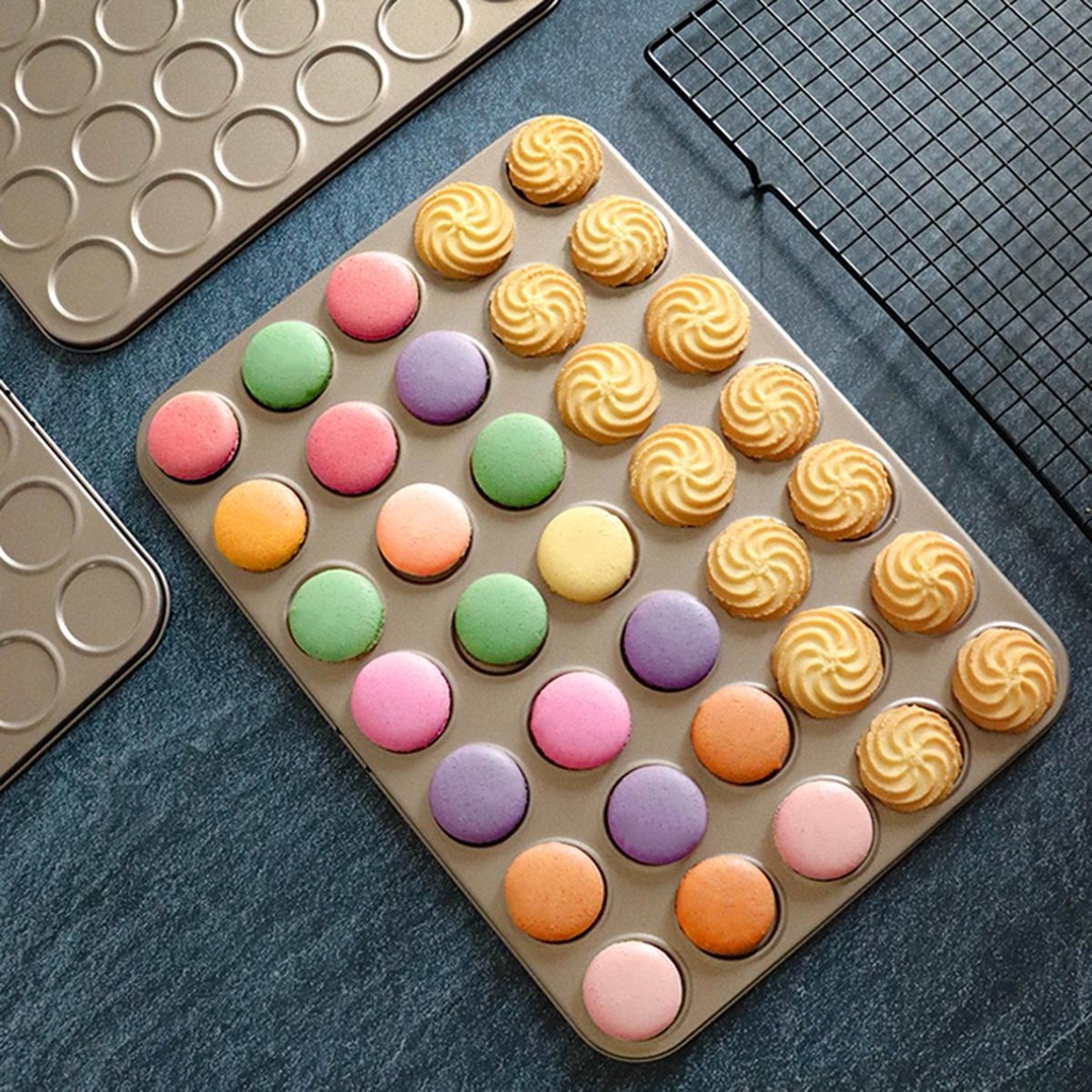 Dalton Khay Nướng Bánh macaron 15 / 30 / 35 Lỗ Bằng Thép Cacbon Chống Dính