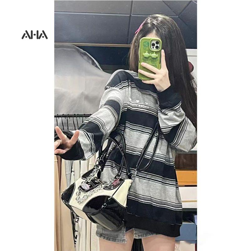 Túi da đeo vai AHA OFFICIAL phối chuỗi xích kim loại phong cách thời trang độc đáo cho nữ