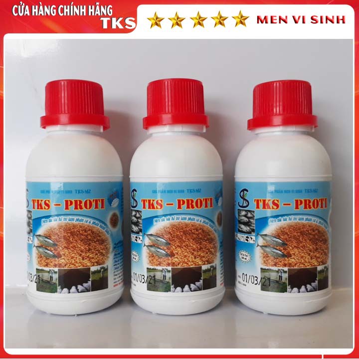 TKS-PROTI: Men Tách Chiết Protein Thành Amino acid- Ủ Dịch Cá, Bánh Dầu - Chai 100ml