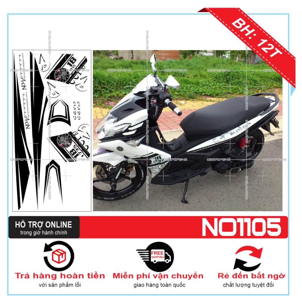 TEM XE NOUVO 4 LX 1753 DÁN XE TRẮNG -- SHIN DECAL 2