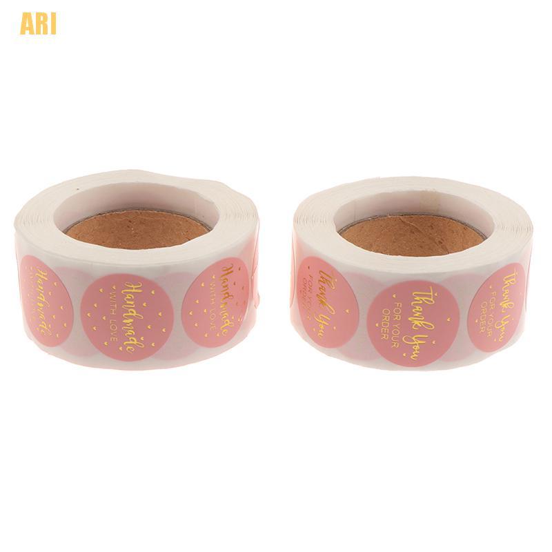Cuộn 500 Nhãn Dán Chữ Thank You For Your Order Màu Hồng