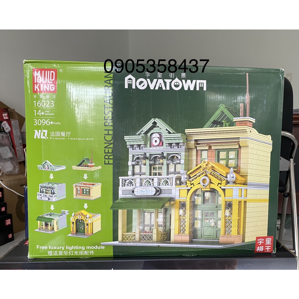 Mould King 16023 Đồ chơi lắp ráp mô hình Novatown Nhà Hàng Pháp