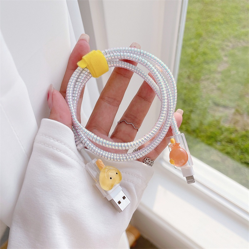 Dụng Cụ Quấn Bảo Vệ Dây Cáp Sạc USB Hình Kẹo Mút Hoạt Hình Dễ Thương Cho Tất Cả Các Dòng Điện Thoại