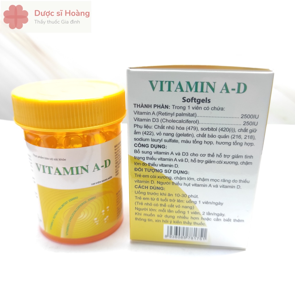 VITAMIN A-D Dược Phẩm Đông Âu - Hộp 100 viên