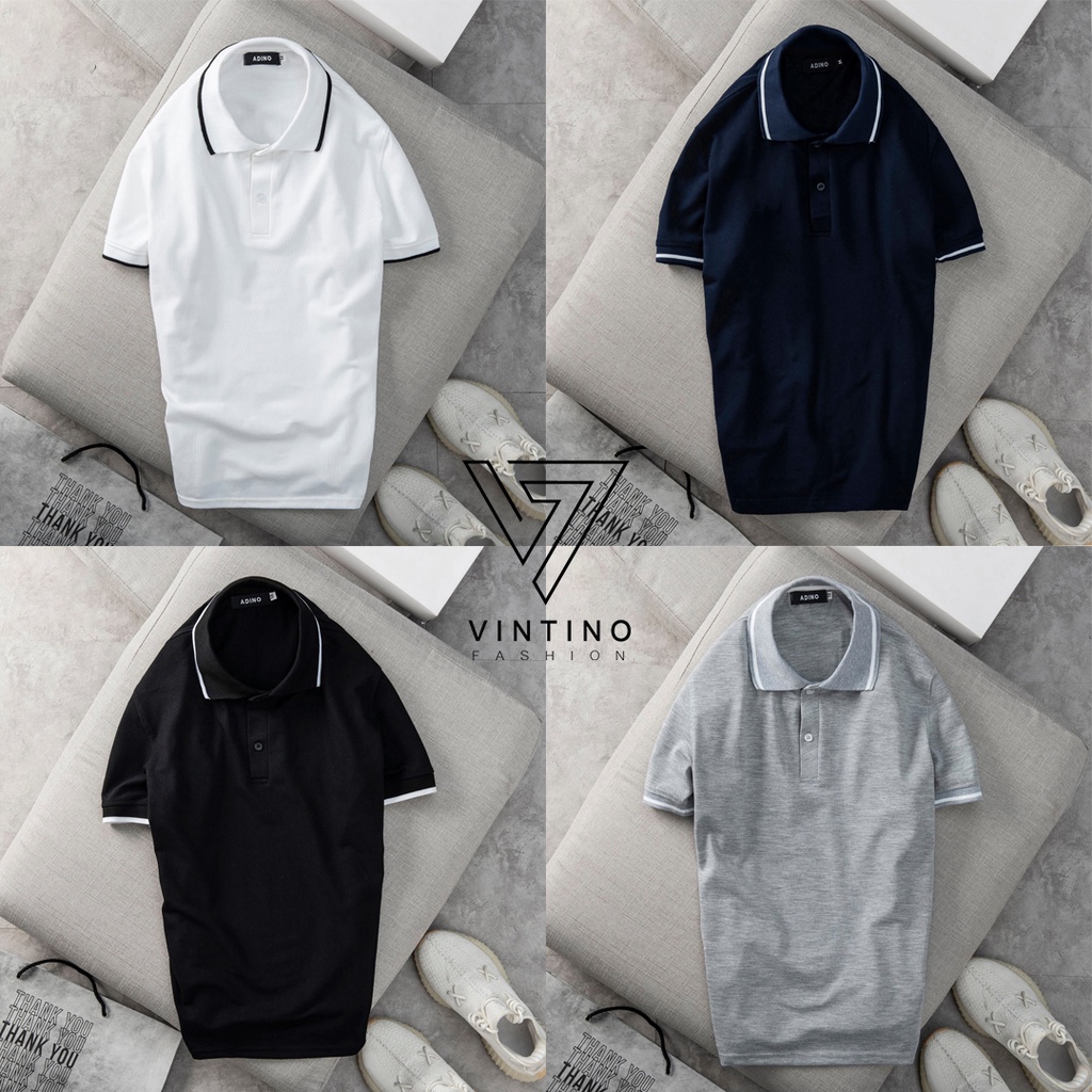 Áo polo nam trơn có cổ bẻ tay ngắn VINTINO, áo thun nam cotton basic nhiều màu PL01