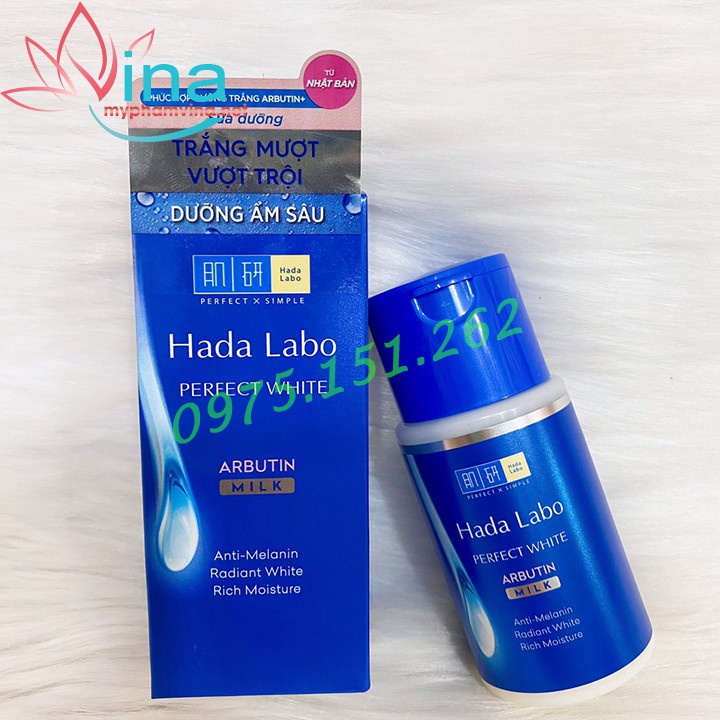 Sữa Dưỡng Hada Labo Perfect White Arbutin Milk - Dưỡng Da Sáng Mịn, Ẩm Mượt 90ml