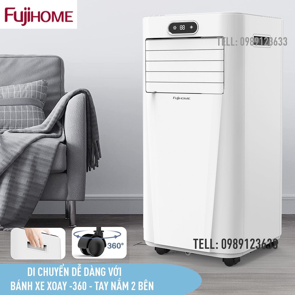 Điều hòa di động 9000BTU-12000BTU 15m2- 35m2 nhập khẩu CN Nhật Bản FUJIHOME,làm lạnh, hút ẩm 25 lít/ngày, lọc không khí
