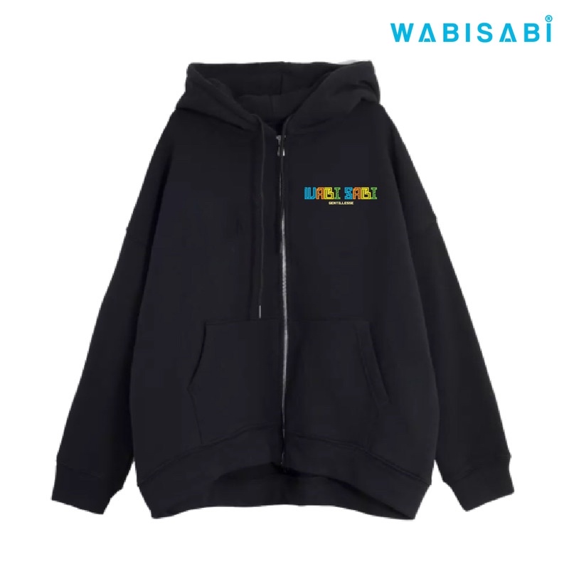 Áo Hoodie Zip Thêu Wabisabi / đen - WSHD1-Tặng kèm HỘP và TÚI siêu ý nghĩa