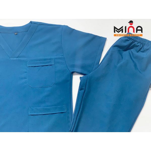 Bộ scrubs bác sĩ, quần áo y tế phẫu thuật - Màu Lam (Có hình ảnh thực tế)