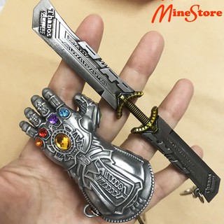 Combo 2 Móc Khóa Thanos: Đại Đao Thanos Và Gang Tay Thần Lực - Móc Khóa Avengers Infinity War