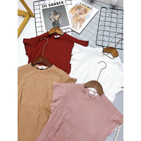 áo thun tăm cổ viền bèo xinh đẹp