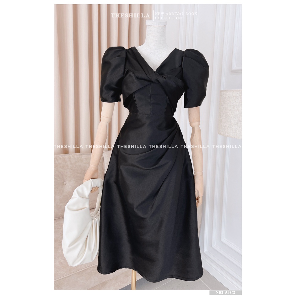 Váy thiết kế cao cấp màu đen xoắn ngực form dài sang trọng [ Có video + Ảnh thật ] The Shilla -N02-53C2