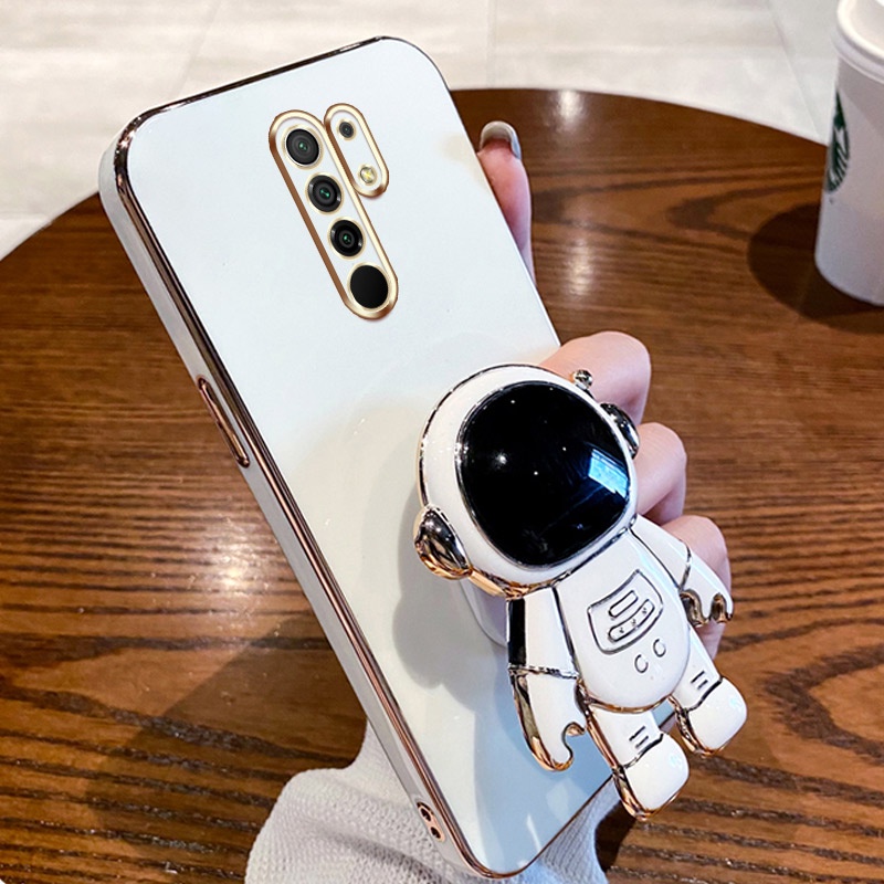 ốp lưng Giá đỡ phi hành gia mạ vàng sang trọng Giá đỡ tích hợp Vỏ mềm Tương thích với Cho XIAOMI MI 8 9 Pro CC9 NOTE 10 PRO Redmi 12C 8 Pro 8A Note 8 PRO 8T 7/7Pro/7S Ốp silicon TPU màu trơn đơn giản case