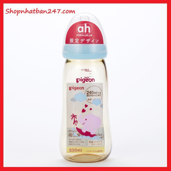 [Giá tốt] Bình Sữa Pigeon Nội Địa Nhật Cổ Rộng Nhựa PPSU 330ml - Chính hãng
