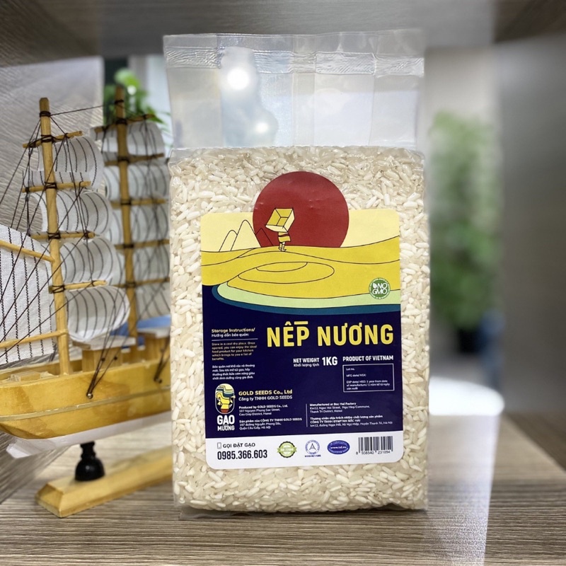 Gạo nếp nương hữu cơ đặc sản tây bắc nấu xôi thơm dẻo đóng gói túi hút chân không 1kg | BigBuy360 - bigbuy360.vn