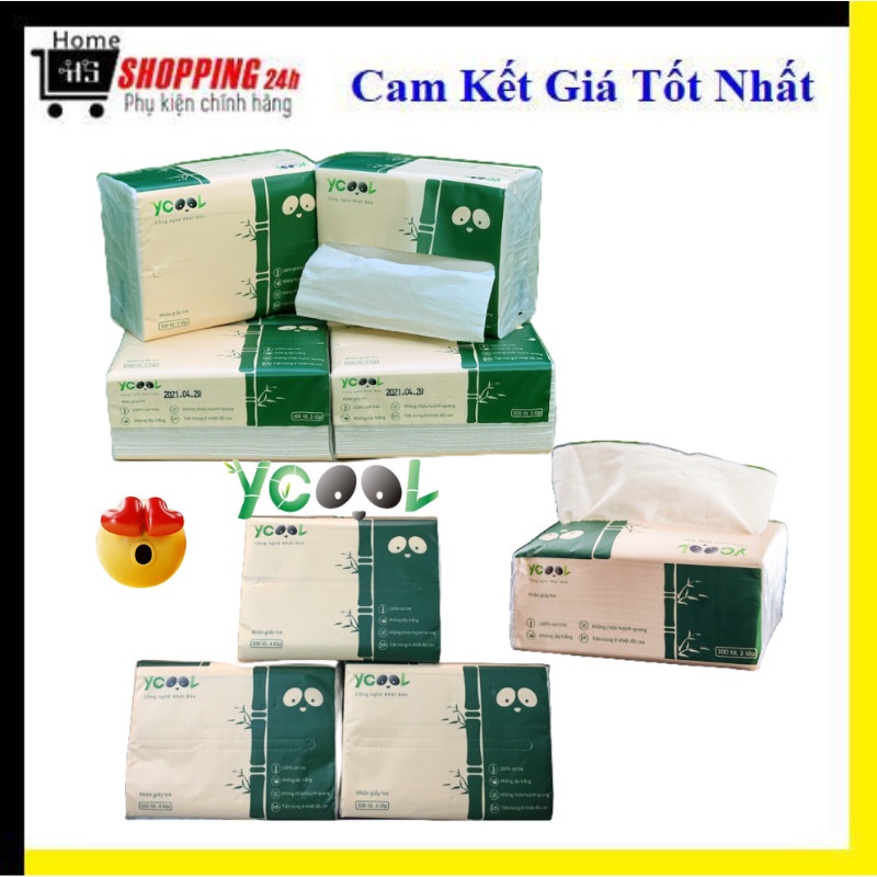 Khăn giấy rút, khăn giấy tre YCOOL 30 gói/300 tờ/4 lớp, siêu thấm, siêu dai, mềm mại