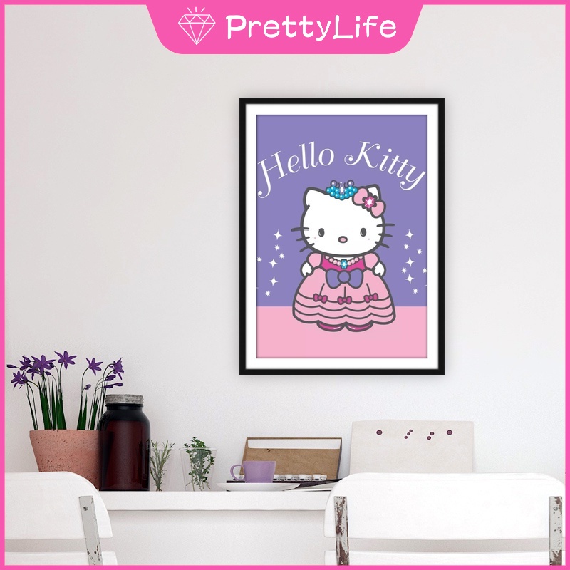 Tranh Đính Đá 5D Tự Làm Hình Hello Kitty 30x40cm Trang Trí Nhà Cửa