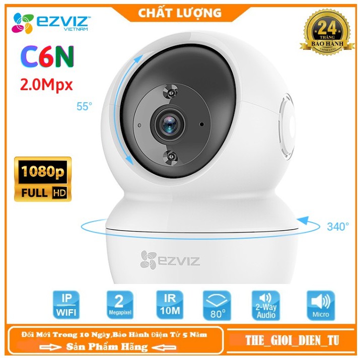 Camera Wifi Ezviz C6N 2.0Mpx-1080p , Ezviz C6N 2Mpx - Hàng Hãng (Kèm Thẻ Nhớ 32GB Hoặc 64GB) [Bảo Hành 2 Năm]