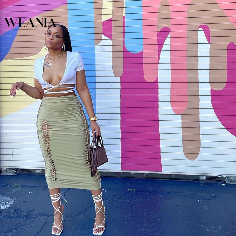 Chân Váy Dài Xếp Ly Phối Dây Thắt Bên Hông Kiểu Dáng Quyến Rũ