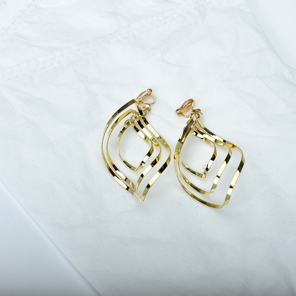 Khuyên tai dạng kẹp không xỏ lỗ kiểu dáng hình học cho nữ