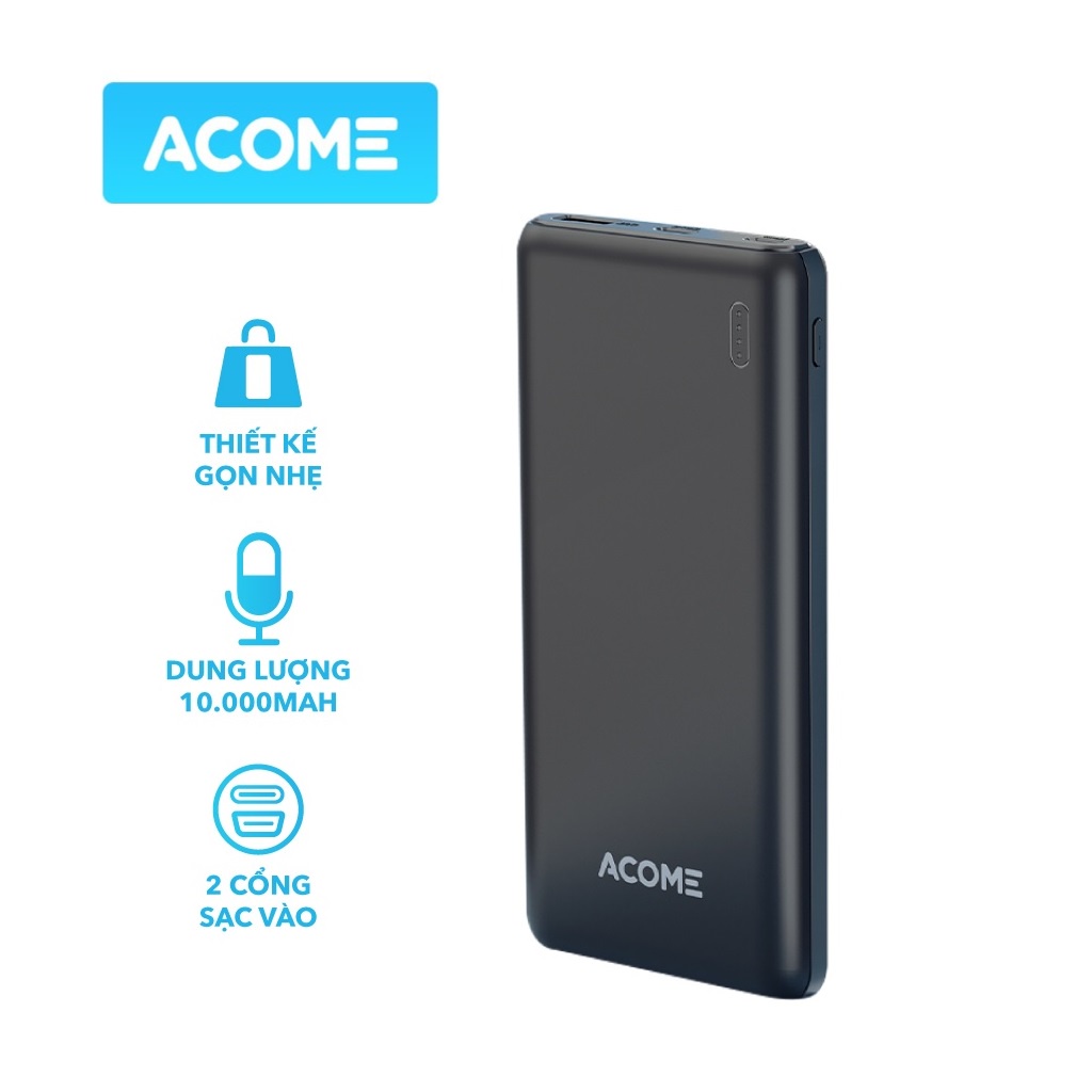 Pin Sạc Dự Phòng 10.000mAh ACOME 10000mAh Tương Thích Với Thiết Bị iOs Và Android - BẢO HÀNH 1 ĐỔI 1 CHÍNH HÃNG