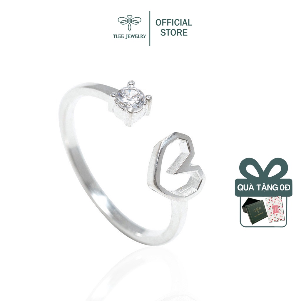 Nhẫn bạc nữ TLEE nhẫn trái tim rỗng trơn freesize TleeJewelry A0171