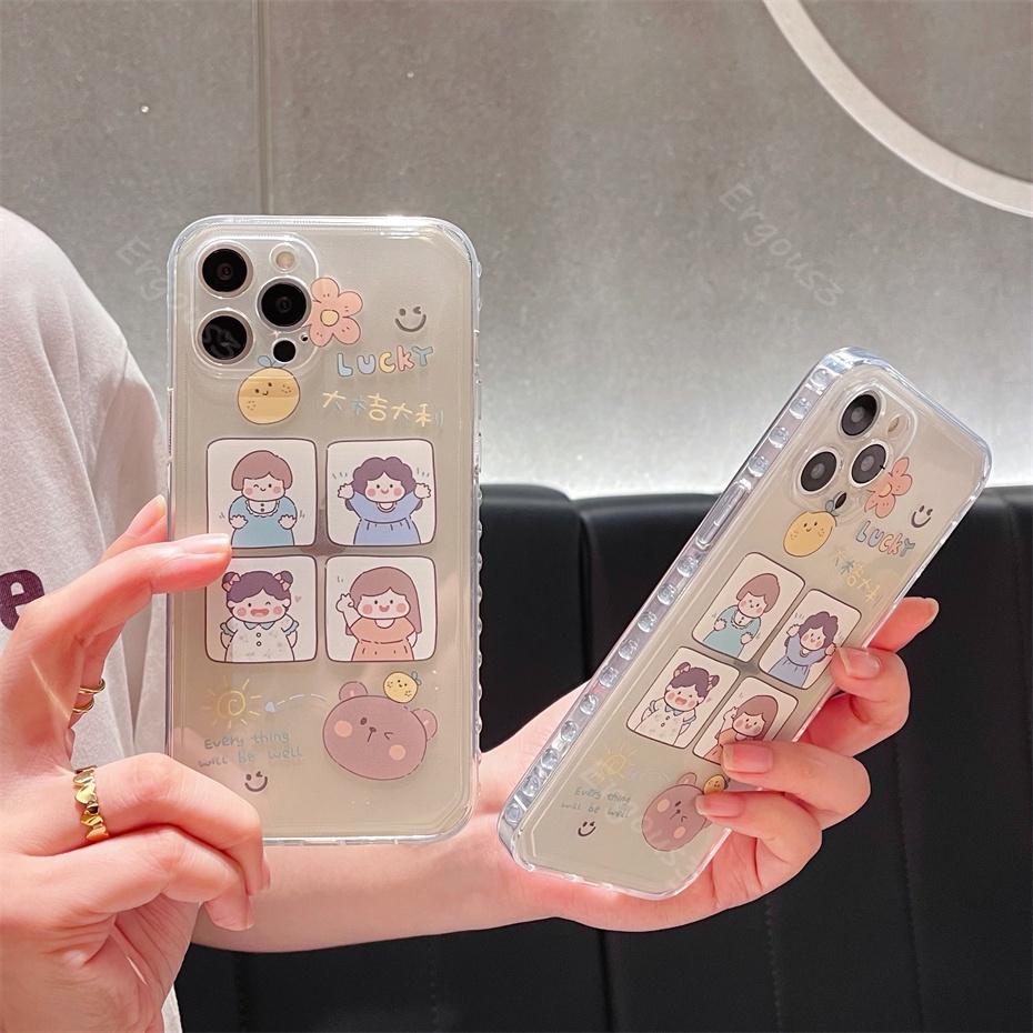 Ốp điện thoại mềm in hình cô gái hoạt hình cho iPhone 13 12 11 Pro Max X XR XS Max SE 2020 8 7 Plus