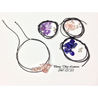 Vòng tay - Nguyên liệu đá dâu tây, đá tím ,Lapis Lazuli, mặt trăng