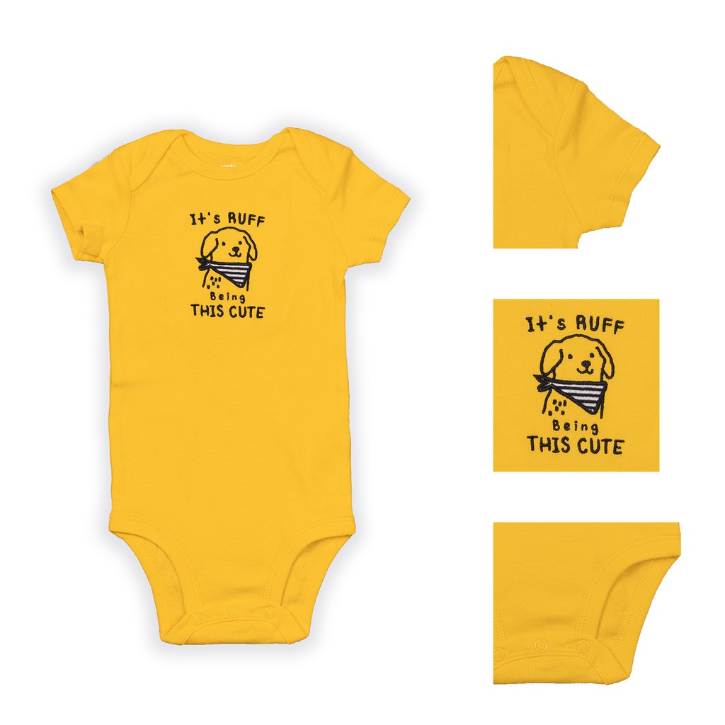 Bodysuit cho bé ngắn tay mầu vàng chất liệu cotton  từ 0-24 tháng ❤1H464710b