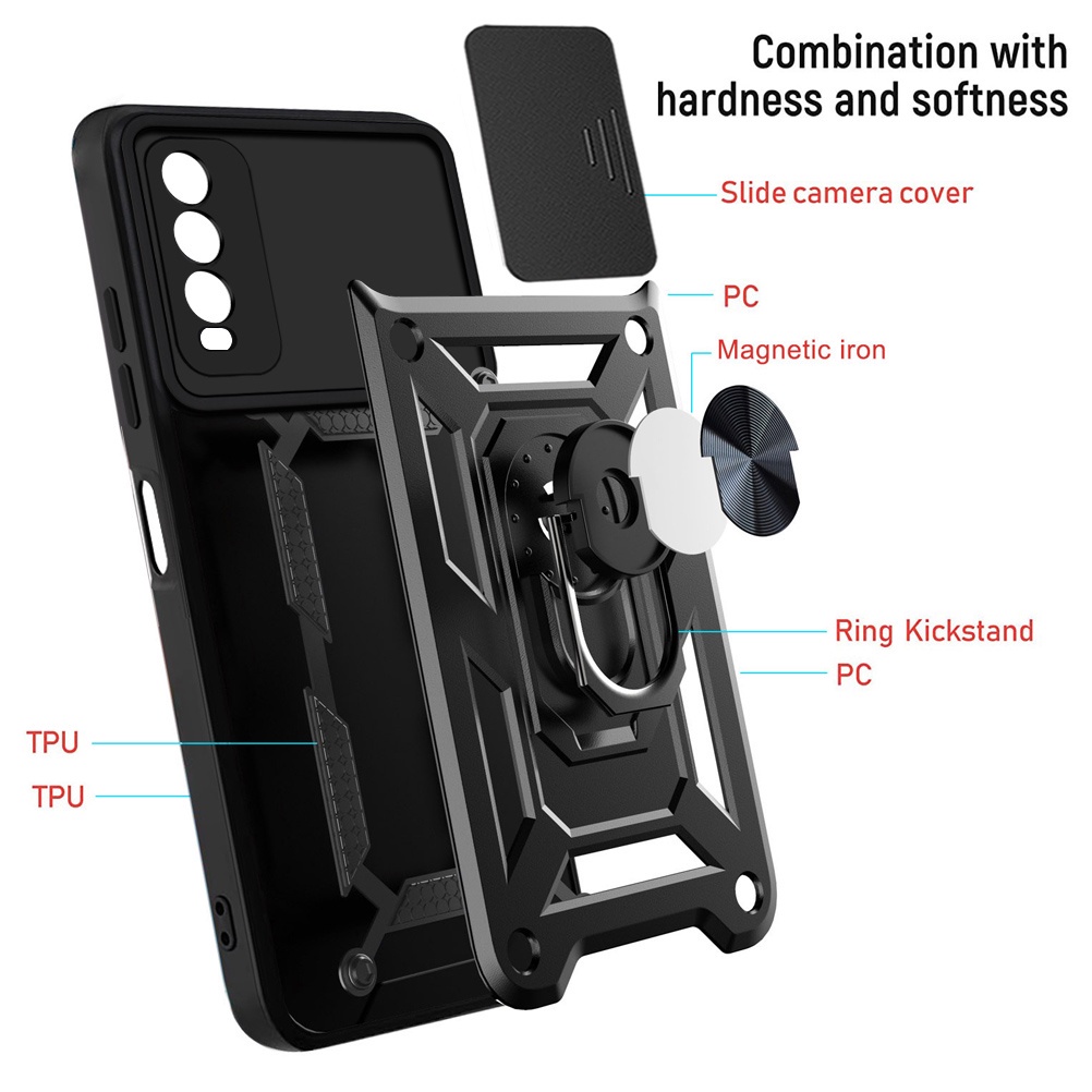 Ốp điện thoại nhựa cứng bảo vệ camera có giá đỡ cho VIVO Y20 Y20S Y20I Y12S Y12A Y17 Y15 Y12 Y11 Y93 Y91 Y95 Y91C Y91i
